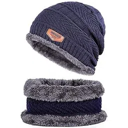 Sizzers Winter Woolen Cap || Beanie Cap - Hat with Neck Warmer Set || Skull Cap Inside || Warm Beanie Cap Hat || Scarf/Muffler || Standard Cap Men and Women-picture-23