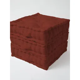 SKANDA FAB 3-pcs Brown Pure Cotton Square-Shaped Floor Cushion-picture-16