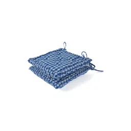SKANDA FAB Blue & White 2-Pcs Checked Pure Cotton Chair Pads-picture-19