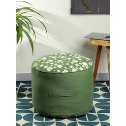 SKANDA FAB Green Printed Pure Cotton Pouffes Cushion-picture-39