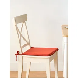 SKANDA FAB Set Of 2 Terracotta Brown Pure Cotton Foam Chair Pad image 3