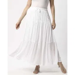 skart Women Solid Flared White Skirt-picture-21