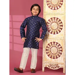 SKAVIJ Boys Ethnic Motifs Woven Design Straight Kurta-picture-46