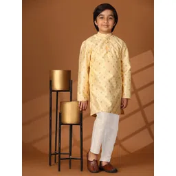 SKAVIJ Boys Geometric Printed Mandarin Collar Jacquard Straight Kurta-picture-10