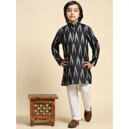 SKAVIJ Boys Geometric Printed Pure Cotton Kurta with Pyjamas-picture-11