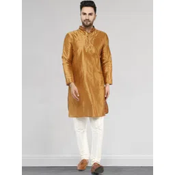SKAVIJ Men Ethnic Motifs Embroidered Regular Thread Work Kurta with Churidar-picture-23