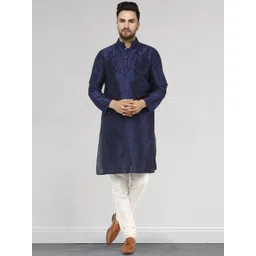 SKAVIJ Men Ethnic Motifs Embroidered Regular Thread Work Kurta with Churidar-picture-30