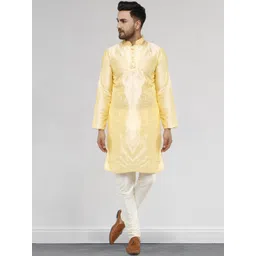SKAVIJ Men Ethnic Motifs Embroidered Regular Thread Work Kurta with Churidar-picture-27