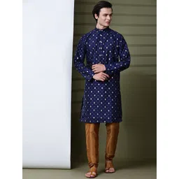 SKAVIJ Men Ethnic Motifs Printed Regular Kurta with Pyjamas-picture-28