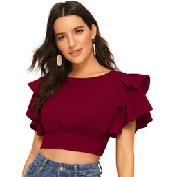 S.K.C Round Neck Flared Sleeves Top-picture-26