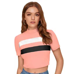S.K.C Striped High Neck Fitted Crop Top-picture-27