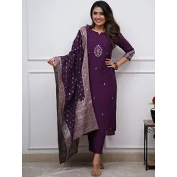 S.K.C Women Ethnic Motifs Printed Kurta with Trouser & Dupatta-picture-30