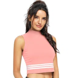 S.K.C Women High Neck Fitted Crop Top-picture-17