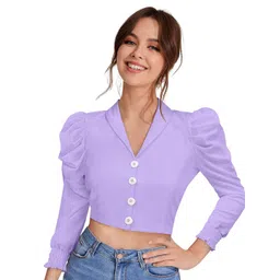 S.K.C Women Puff Sleeves Crop Top-picture-38