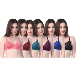 skdreams Pack of 6 Women T-Shirt Non Padded Bra-picture-18