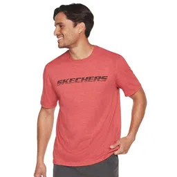 Skechers Men Brand Logo Printed Round Neck Cotton T-shirt-image-44