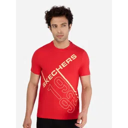 Skechers Men Typography Printed Round Neck Cotton T-shirt-picture-35