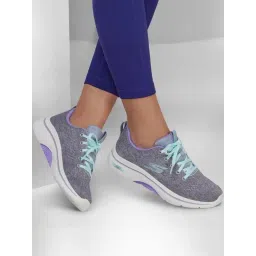 Skechers Women's GO WALK ARCH FIT 2.0 - VIVID Gray & Lavender Running Shoes-picture-41