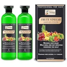 Skenique Fruit Vinegar Hair Gel Color for Men, Women - Hair Color Dye for Black Hair Dye (500ml x 2) - Black-picture-25