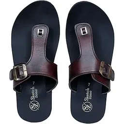 sketch zone Adda Leather Look Mens Rubber Slippers For Daily Use, Chappals with Anti-Slip Sole Lightweight, Durable & Stylish Footwear-picture-53