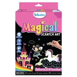 Skillmatics Magical Scratch Art Book for Kids Unicorns & Princesses Craft Kits DIY Activity & Stickers Gifts - Multicolor-picture-22