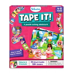 Skillmatics Puzzle Activity - Tape It Unicorns & Princesses, 150+ Easy-Tear Stickers, Art & Craft Kit, Fine Motor Skills & Travel Toy - Pink-picture-12