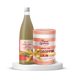 Skin Health and Nourishment | Power Gummies Jaw Dropping Skin Collagen Builder Gummies | Collagen | Gluthatione | Vitamin E | Vitamin C | 60 Counts For Men & Women + Dr Vaidya's Aloe Vera Juice -950 ml-picture-15