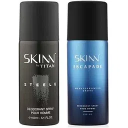 SKINN by TITAN Steele & Meditarrian Groove Deodorant Spray - For Men (300 ml, Pack of 2)-picture-20