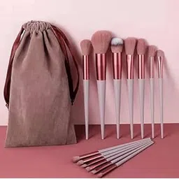 SKINPLUS maroon Makeup Brush Set (13 Pcs) – Face & Eye Brushes for Foundation, Powder, Blending & Shadow with Storage Bag-picture-17