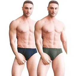 skipper Men's Cotton Brief - Inner Elastic Solid Briefs - Airforce Green - Pack of 2-picture-36