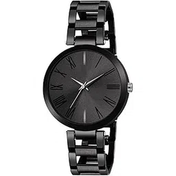 skmie Roman Black Dial and Black Metal Strap Analog Watch for Girls and Womens-picture-16
