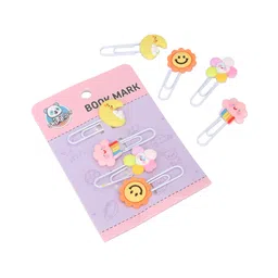 SKOOLSTER 3D Clip Bookmarks for Kids Pack of 2 (1 Smiley + 1 Surprise Design) Cute Animal, Cartoon, Fruit Paper Clips School Stationery Gift for Boys & Girls-picture-25