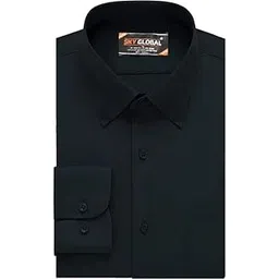 sky global Men's Solid Regular Fit Plain Shirt - NavyBlue-picture-27