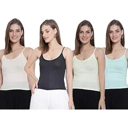 sky heights Women Pure Cotton Short Length Camisole/Spaghetti Combo (Pack of 4)-picture-17
