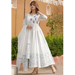 skyasia Women Printed Pure Cotton Anarkali Kurta With Attached Dupatta-picture-16