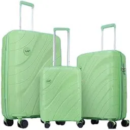 skybags Set of 3 (Cabin+ Medium+Large) Hard Suitcase (55+67+77 cm) | Luggage Trolley with 8 Spinner Wheels,Light Weight with 5 Years International Warranty (Black) (Green)|Material: Polypropylene (PP)-picture-14