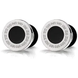 skycart Men's Alloy Steel Stud Earrings , Black Silver-picture-48