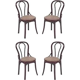 SkyGlamour Supreme Pearl Cushioned Dining Plastic Chair | Armless Plastic Dining Chair for Home | Office | Restaurants | Dining Room |Plastic Chair Set of 4 |Color: Rosewood Brown; Set of 4 Chairs-picture-11