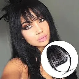 SkyHair 100% Remy Human Hair Clip-IN Wispy Bangs for Girls and Women | Natural and Undetectable Front Human Hair Fringe Extensions Hair Length: 9-10 Inches (Approx.) (Natural Black)-picture-37