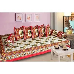 SkyKross - Everyday A New Thing Special Animal Printed Pure & Soft Cotton Diwan Cover Set |8 Pcs Set - 5 Cushion Cover,2 Bolster Cover,1 Bedsheet-picture-17