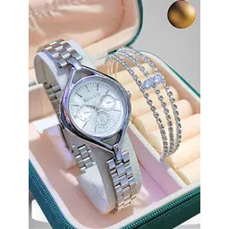 Skylark Girls Analogue Watch with Embellished Bracelet Gift Set-picture-14