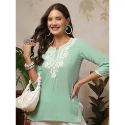 Skylee Pop Women Embroidered Chikankari Kurta-picture-10