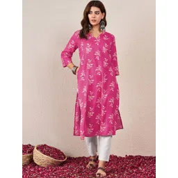 Skylee Pop Women Floral Printed Festive Cotton Straight Kurta-picture-33