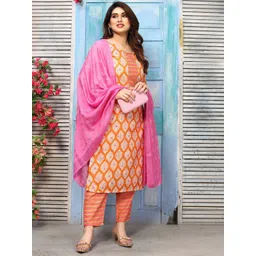 Skylee Pop Women Floral Printed Kurta with Trousers & Dupatta-picture-16