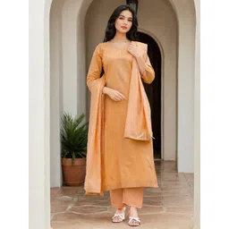 Skylee Pop Women Floral Printed Kurta with Trousers & Dupatta-picture-11