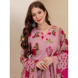 Skylee Pop Women Floral Printed Kurta with Trousers & Dupatta-picture-13