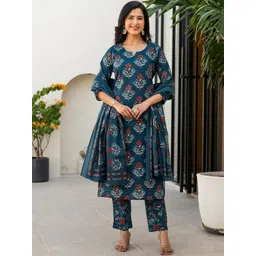 Skylee Pop Women Floral Printed Regular Kurta with Trousers & With Dupatta-picture-18