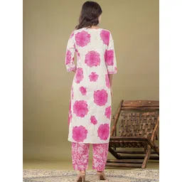 Skylee Pop Women Floral Printed Regular Kurta with Trousers & With Dupatta image 5