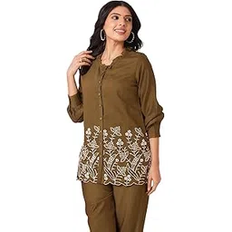 skylee Women's Co Ord Set | Embroidered Silk Blend A-Line Co Ord Set | Latest Two Piece Ethnic Set-picture-47