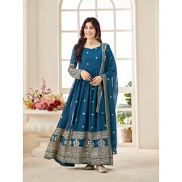 skyliner Embroidered Georgette Stitched Anarkali Gown-picture-13